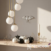 Glorica Glass 5 Globe Chandelier - Brass and Opal Glass Vintage Pendant Light